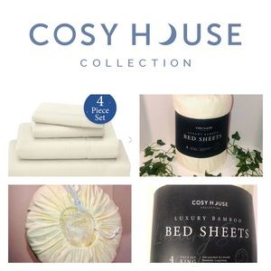 Cosy House Luxury Bamboo KING Sheet Set Cream Hypoallergenic Microbial NEW